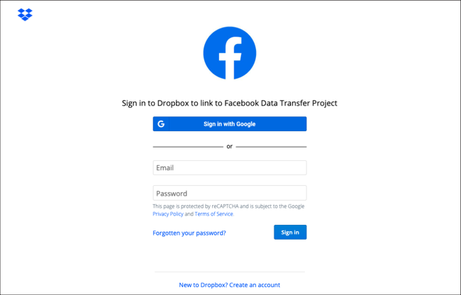 Свържете акаунта за съхранение в облак с Facebook
