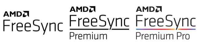AMD لوگوز برائے FreeSync، FreeSync Premium، اور FreeSync Premium Pro