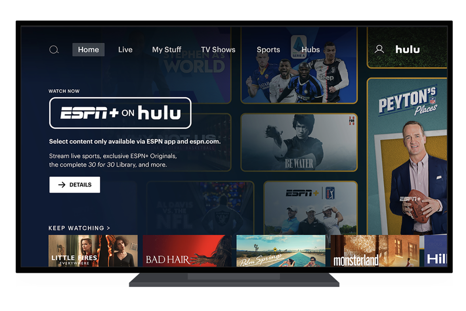 Dabar galite tiesiogiai žiūrėti ESPN+ sportą ir originalus per „Hulu“