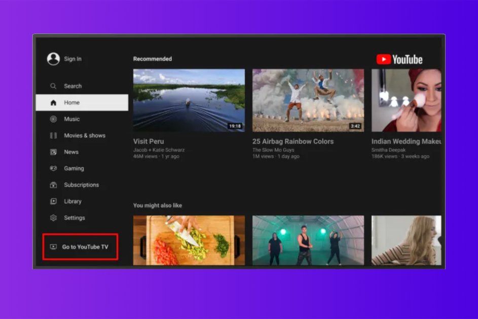 گوگل کا روکو کام یوٹیوب ایپ میں یوٹیوب ٹی وی شارٹ کٹ ہے۔