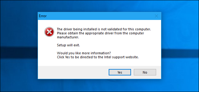 Como consertar o driver que está sendo instalado não foi validado para este computador em computadores Intel