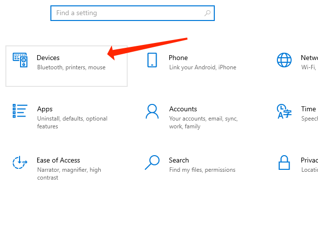 Κάντε κλικ στην επιλογή Συσκευές στις Ρυθμίσεις των Windows 10 για πρόσβαση στις ρυθμίσεις σύζευξης Bluetooth