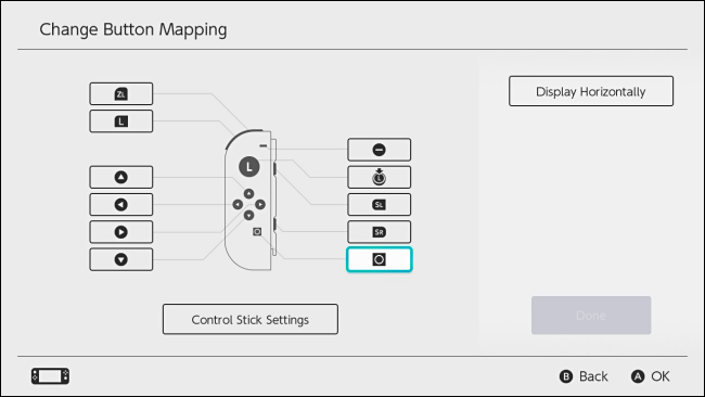 Pilih pemetaan butang untuk ditukar pada Nintendo Switch