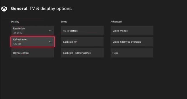 Configuración de frecuencia de actualización de la serie Xbox