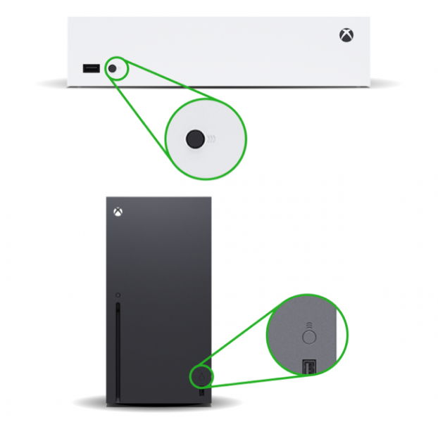 Botones de emparejamiento de Xbox Series S y X