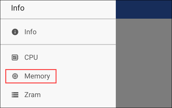Memoria del menu degli interni del sistema Chromebook