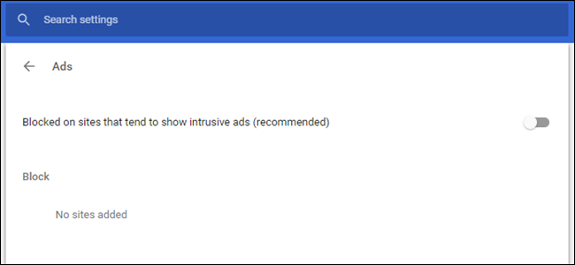 Chromen uuden mainosten eston poistaminen käytöstä (tietyillä sivustoilla tai kaikilla sivustoilla)
