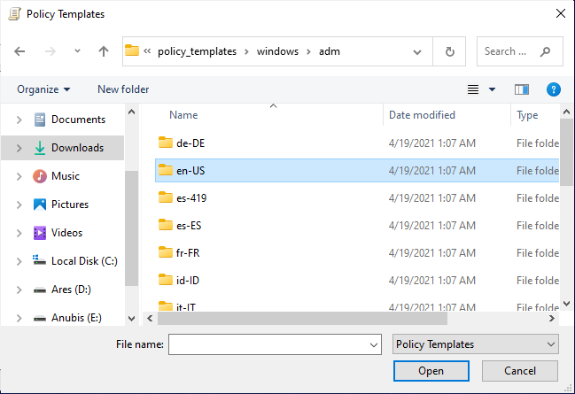 Folder Dasar ADM Chrome pada PC