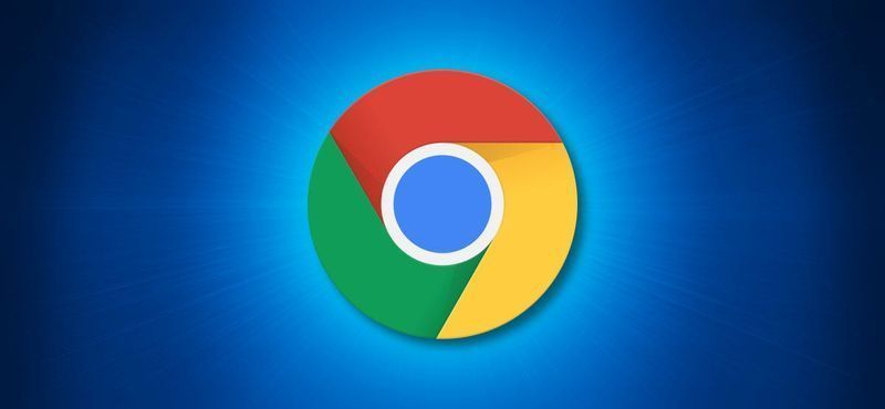 „Google Chrome“ logotipas mėlyname fone