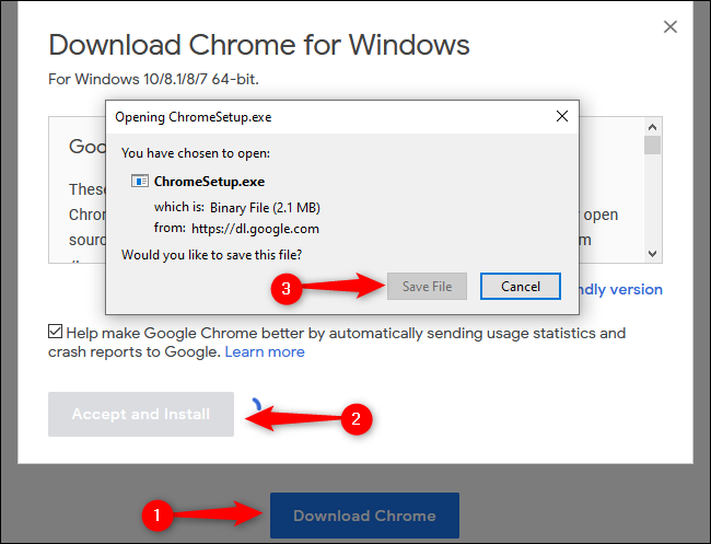 Windows 10 Memuat turun Chrome