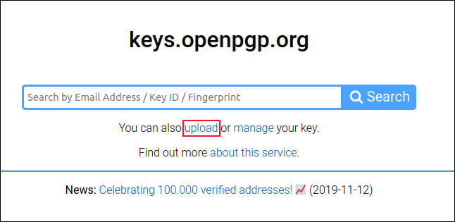 Archivio chiavi centrale OpenPGP