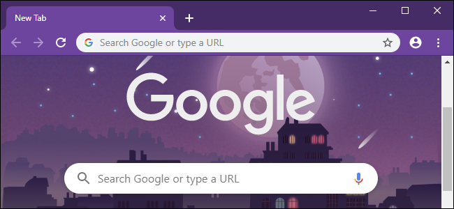Browser Chrome con colori personalizzati e sfondo della pagina Nuova scheda.
