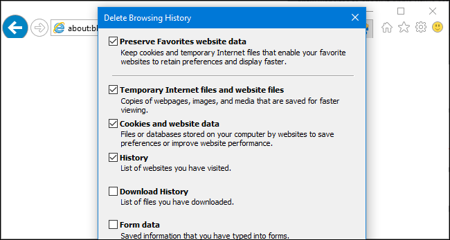 Elimina il menu Cronologia di navigazione in Internet Explorer