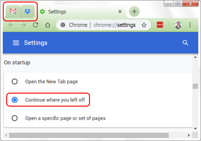 Направете Google Chrome отворен с закрепени раздели