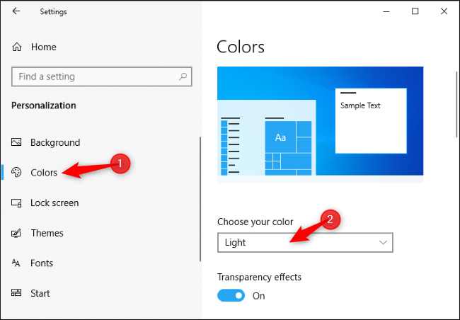 Activarea temei luminoase în Windows 10