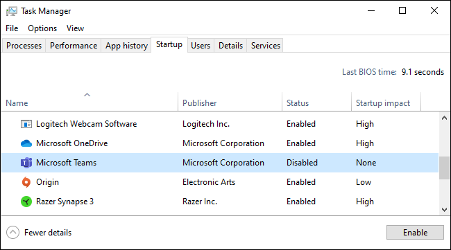 Verhindern, dass Microsoft Teams automatisch im Task-Manager gestartet wird.