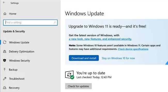 Kemas Kini Windows menawarkan Windows 11 pada Windows 10.