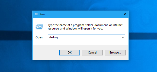 Programmas dxdiag palaišana operētājsistēmā Windows 10