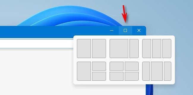 Passa il mouse sul pulsante di ingrandimento per visualizzare il menu snap.