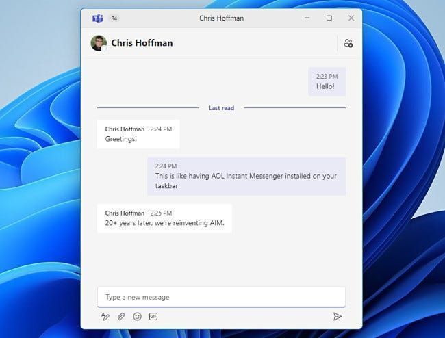 Ein Beispiel für das Chatfenster von Windows 11.