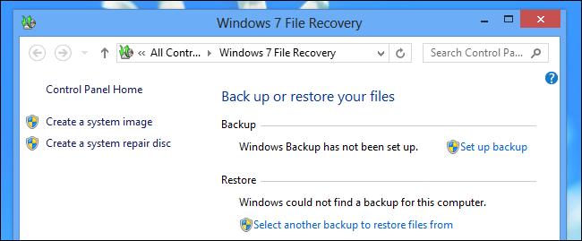 Cómo utilizar las herramientas de copia de seguridad de Windows 7 en Windows 8
