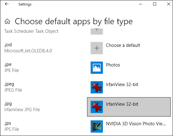 Elija una aplicación predeterminada por tipo de archivo en Windows