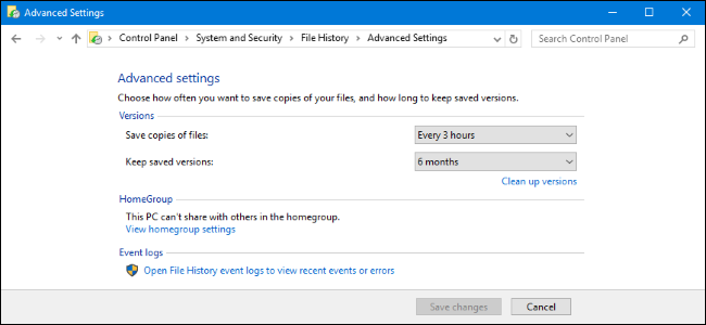 Колко дълго ще остане копието на файл в историята на файловете, след като бъде изтрито от Windows 10?