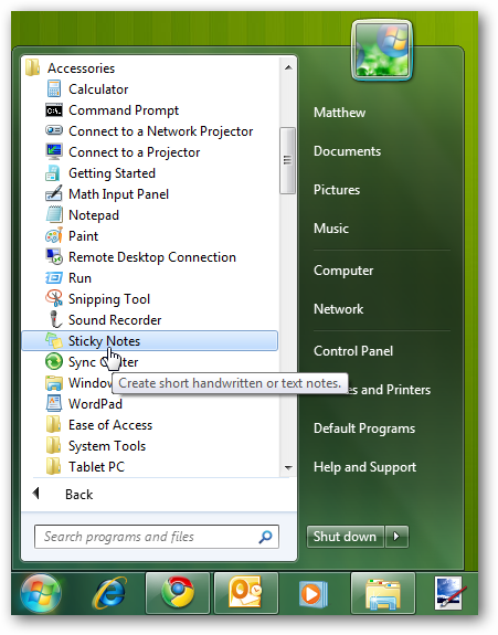 Windows 7의 스티커 메모를 사용하는 방법