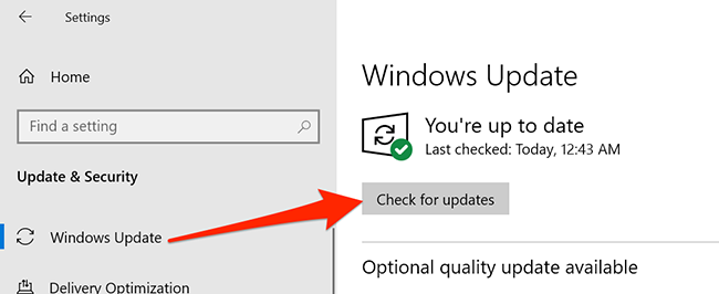 Менюто Windows Update в Настройки