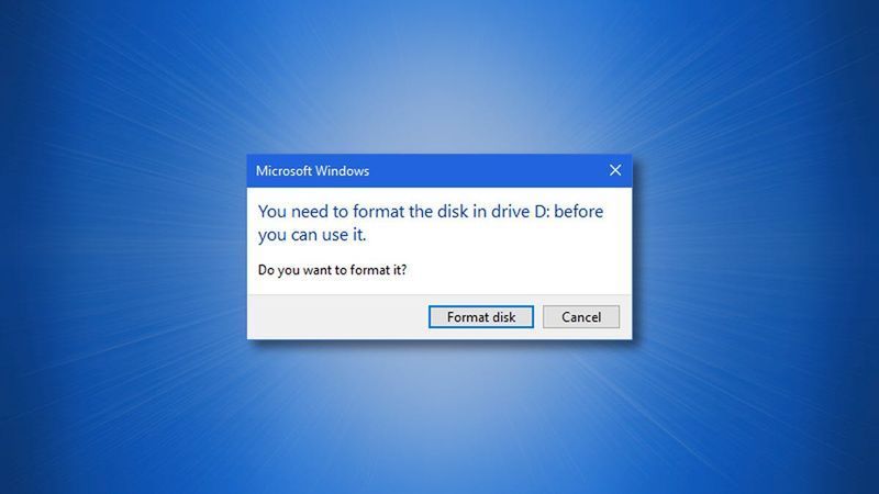 Диалоговият прозорец за форматиране на устройството на Windows 10