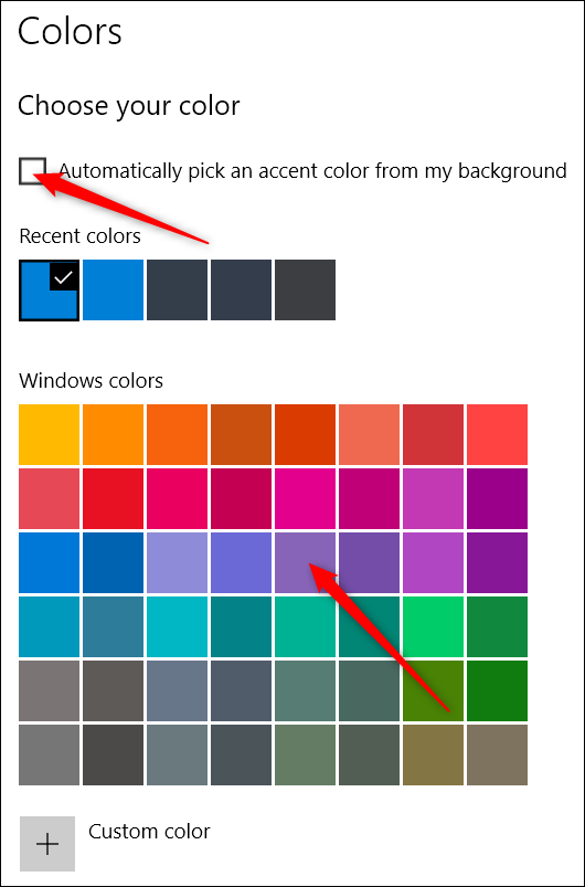 ترتیبات ایپ میں رنگوں کا انتخاب