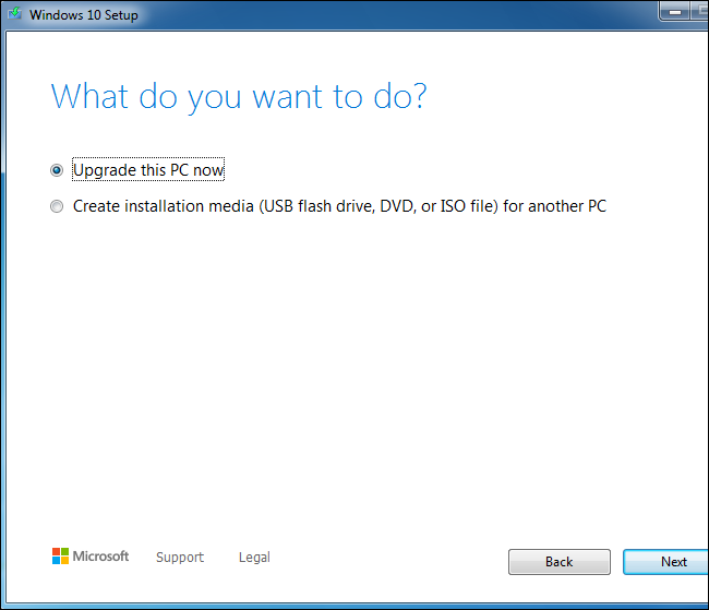Korištenje alata za postavljanje sustava Windows 10 za nadogradnju sustava Windows 7.