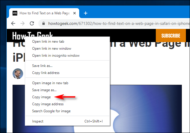 Щракнете с десния бутон върху копие в Google Chrome за Windows 10
