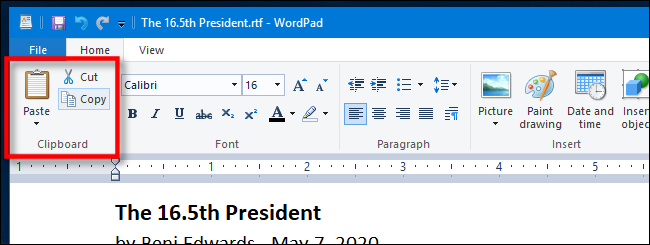 Copiar, cortar y pegar en una interfaz de cinta típica de Windows