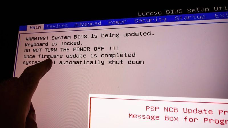 Schermata del BIOS su una workstation Lenovo