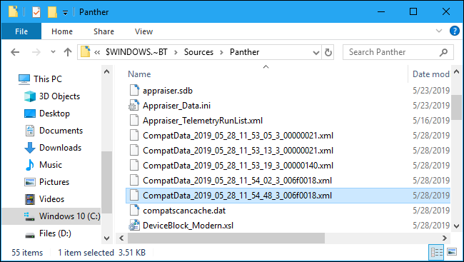 Archivo CompatData en Windows 10