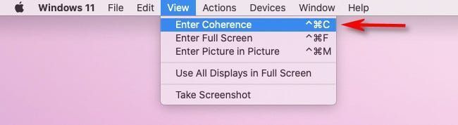 In Parallels, select View>Inserisci Coherence.