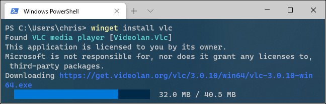 VLC mit dem Windows-Paket-Manager installieren