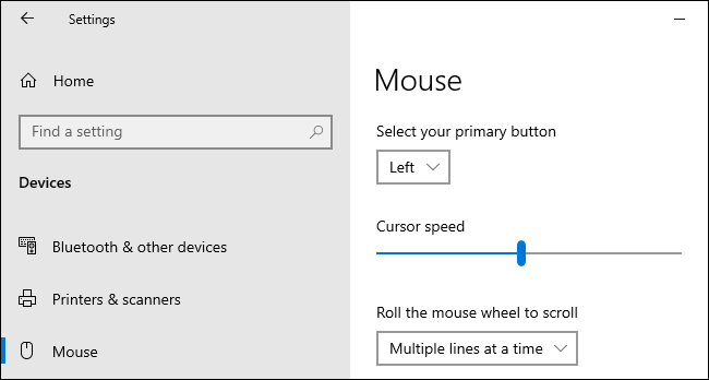 Peles kursora ātruma iestatīšana operētājsistēmā Windows 10