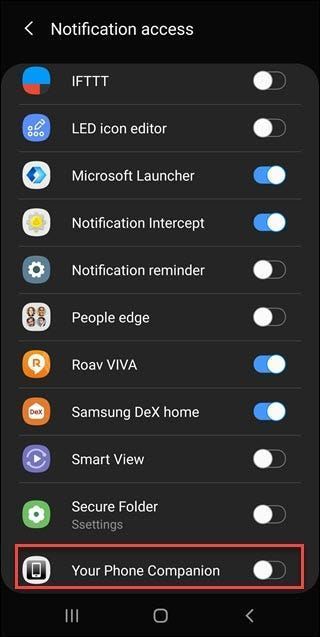 Postavke pristupa Android obavijestima s okvirom oko preklopnika vašeg telefona.