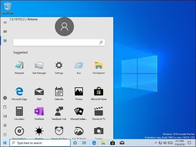 Vuotanut Windows 10:n Käynnistä-valikko ilman live-ruutuja