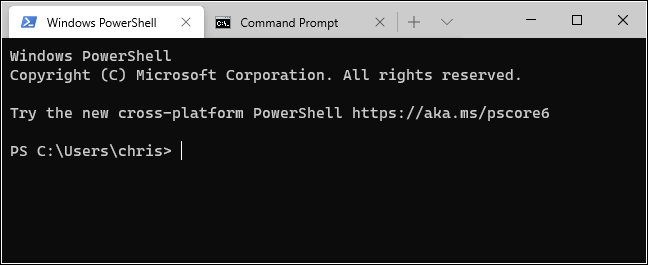 Kartice PowerShell i Command Prompt u Windows terminalu.