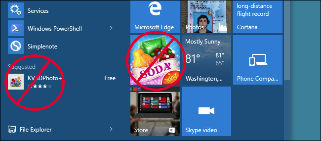 So entfernen Sie empfohlene Apps (wie Candy Crush) in Windows 10