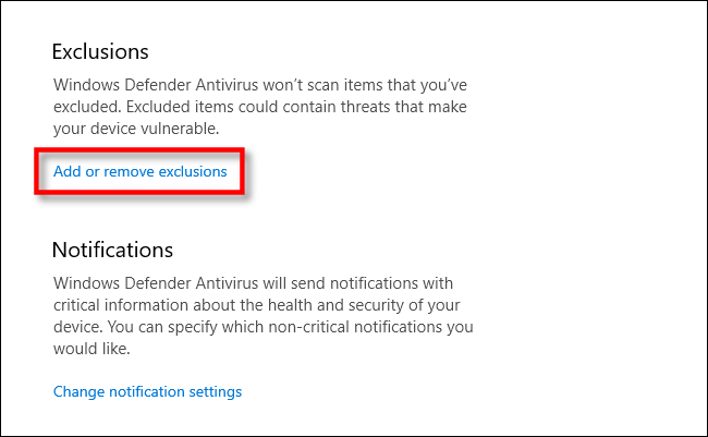 Seleziona aggiungi o rimuovi esclusioni per Windows Defender in Windows 10