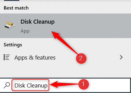 Windows இல் Disk Cleanup ஐத் தேடுங்கள்.
