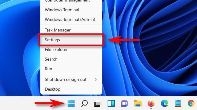 „Windows 11“ dešiniuoju pelės mygtuku spustelėkite mygtuką Pradėti ir pasirinkite