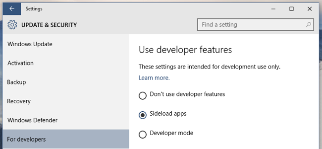 Binibigyang-daan ka ng Windows 10 na I-sideload ang Mga Pangkalahatang App, Tulad ng Ginagawa ng Android