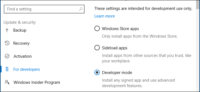Hva er utviklermodus i Windows 10?