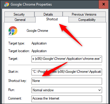 Nema tipke prečaca za Google Chrome