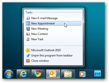 Izveidojiet pielāgotus operētājsistēmas Windows 7 pārejas sarakstus lietotnēm, kurām tāda nav